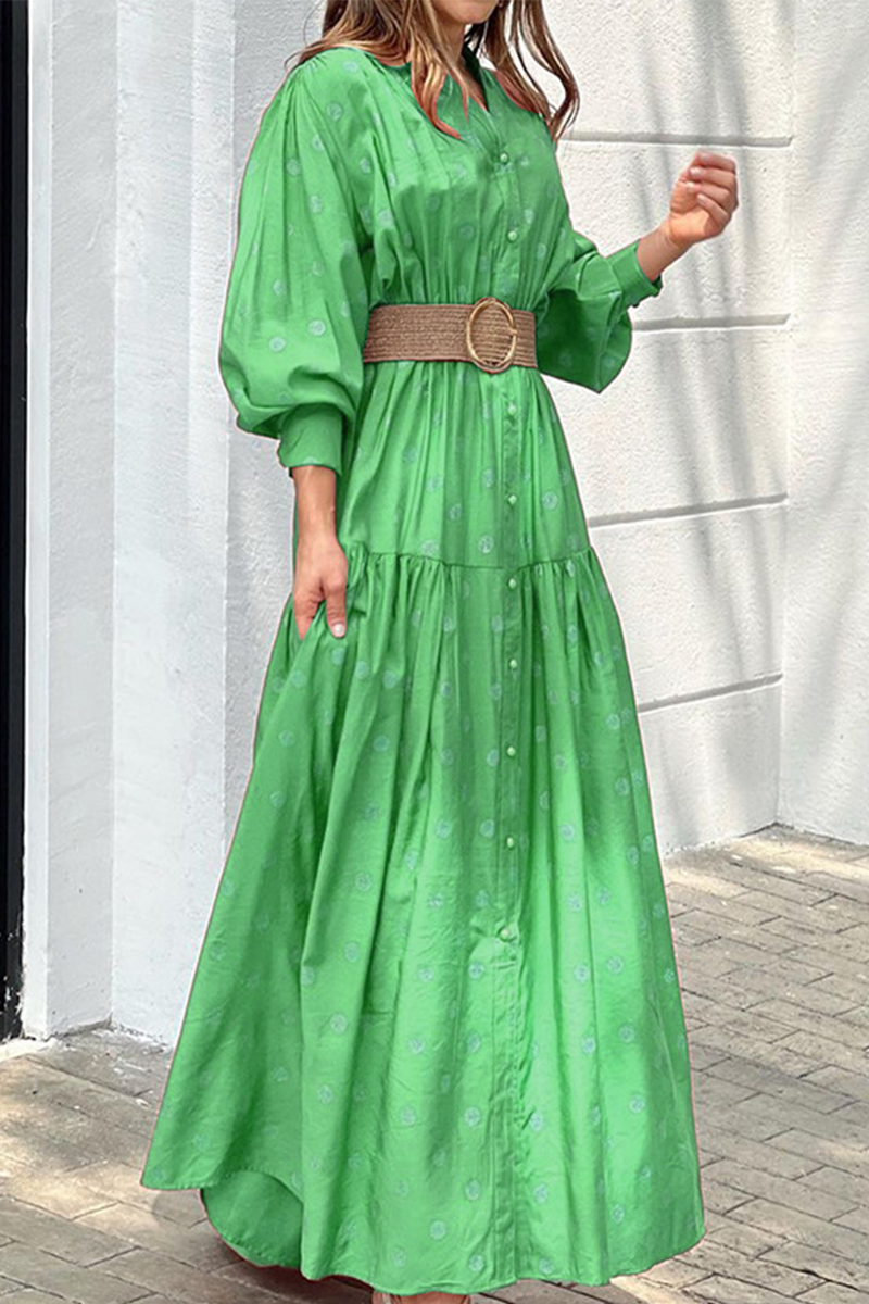 Button Puff Sleeve Maxi Dress