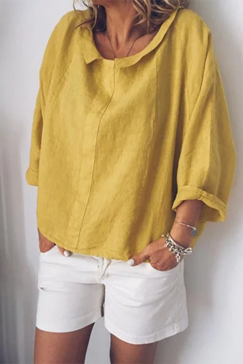 Solid O Neck Loose Blouse