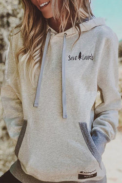 Casual Letter Printing Hooded Collar Tops