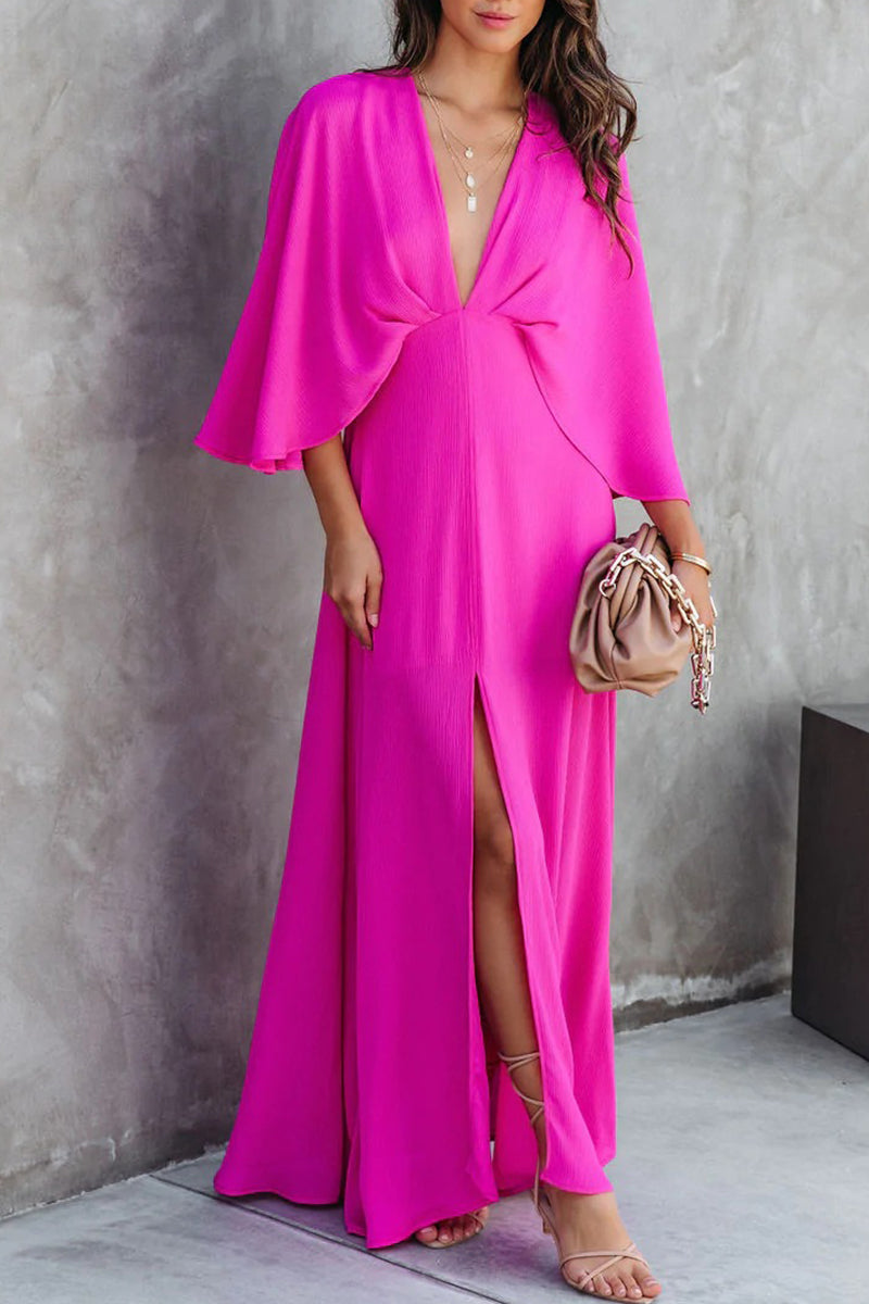 Elegant Solid Solid Color V Neck A Line Dresses