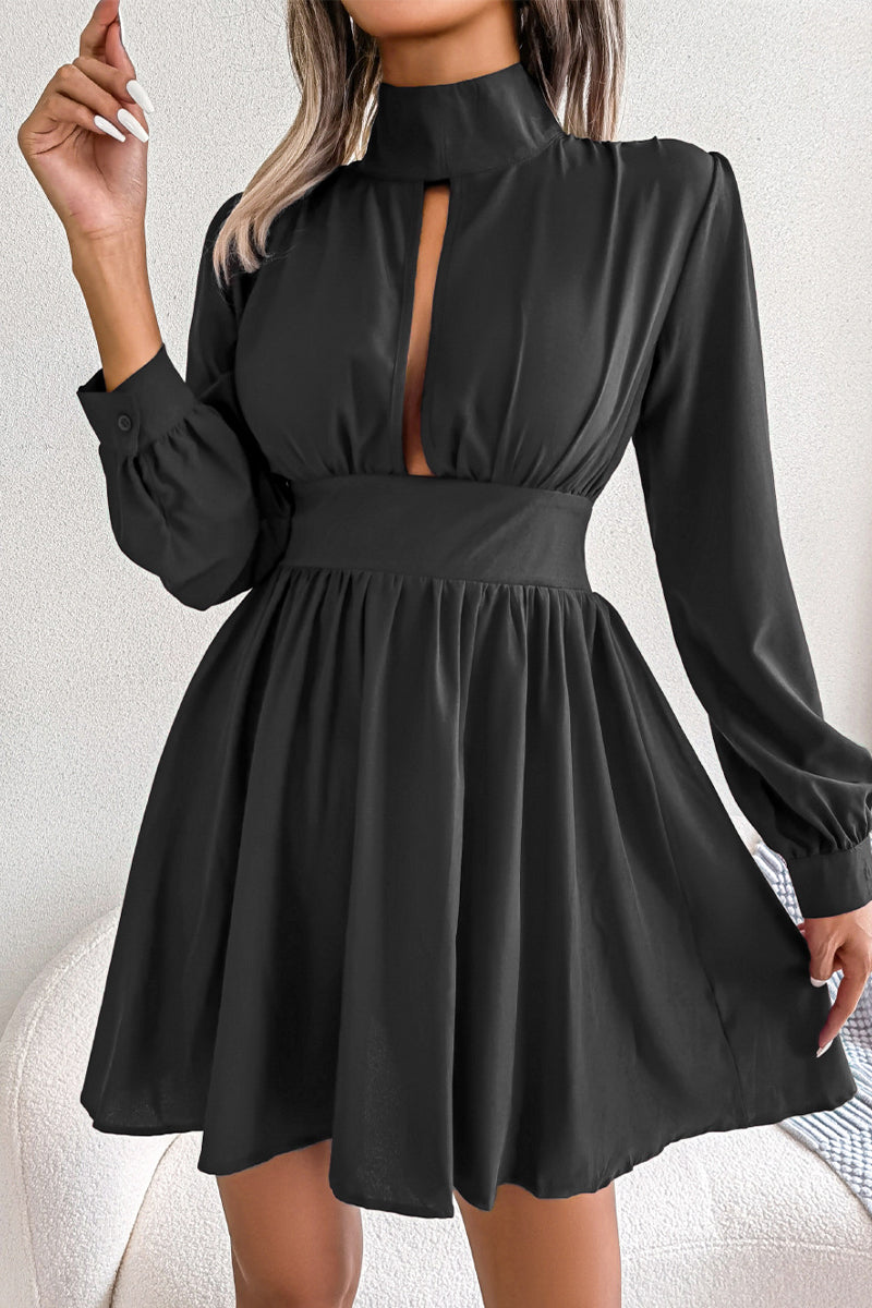 Elegant Simplicity Solid Solid Color Half A Turtleneck A Line Dresses