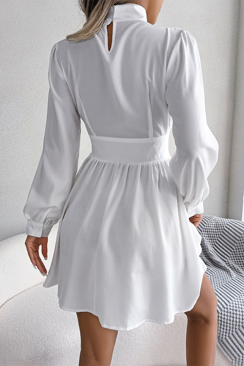 Elegant Simplicity Solid Solid Color Half A Turtleneck A Line Dresses