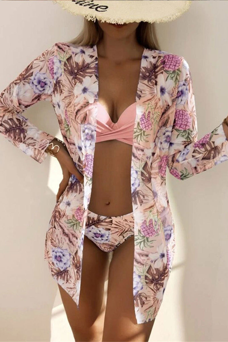 Sexy Vacation Print Patchwork 3 Piece Sets