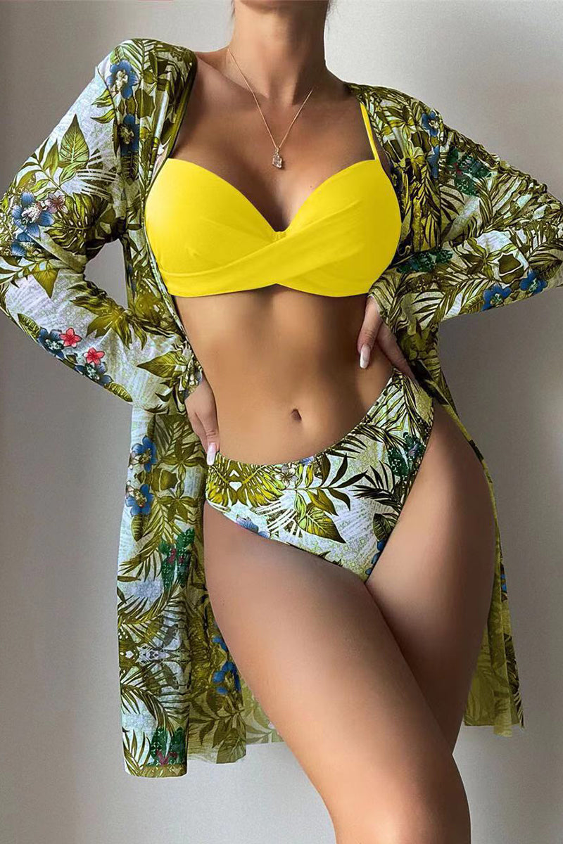Sexy Vacation Print Patchwork 3 Piece Sets