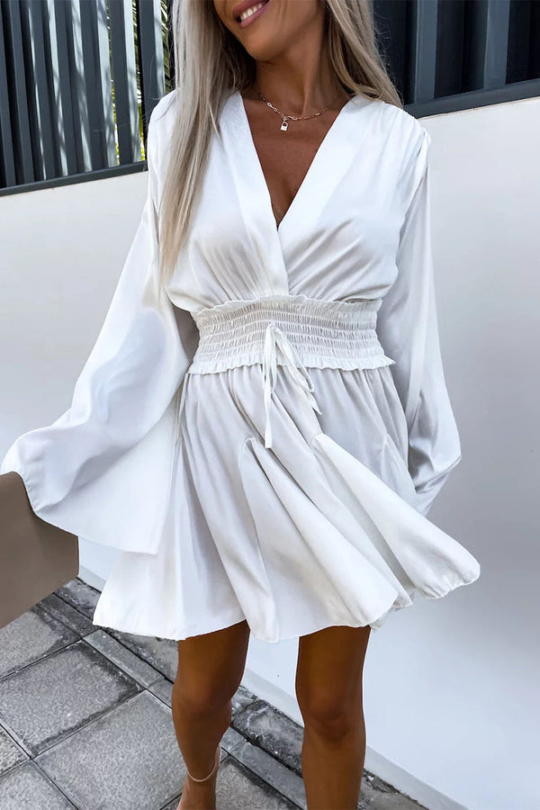 Casual Vacation Solid Frenulum V Neck A Line Dresses