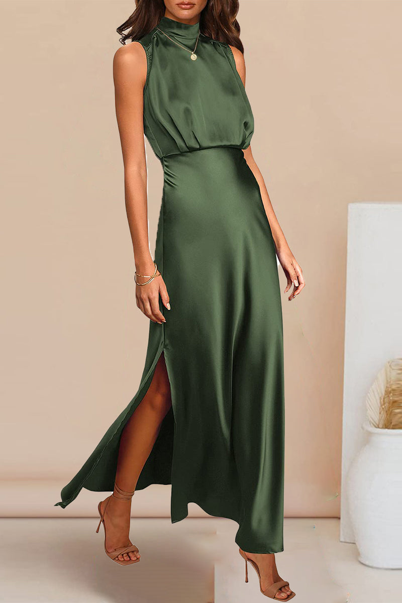 Celebrities Elegant Solid Solid Color Halter A Line Dresses