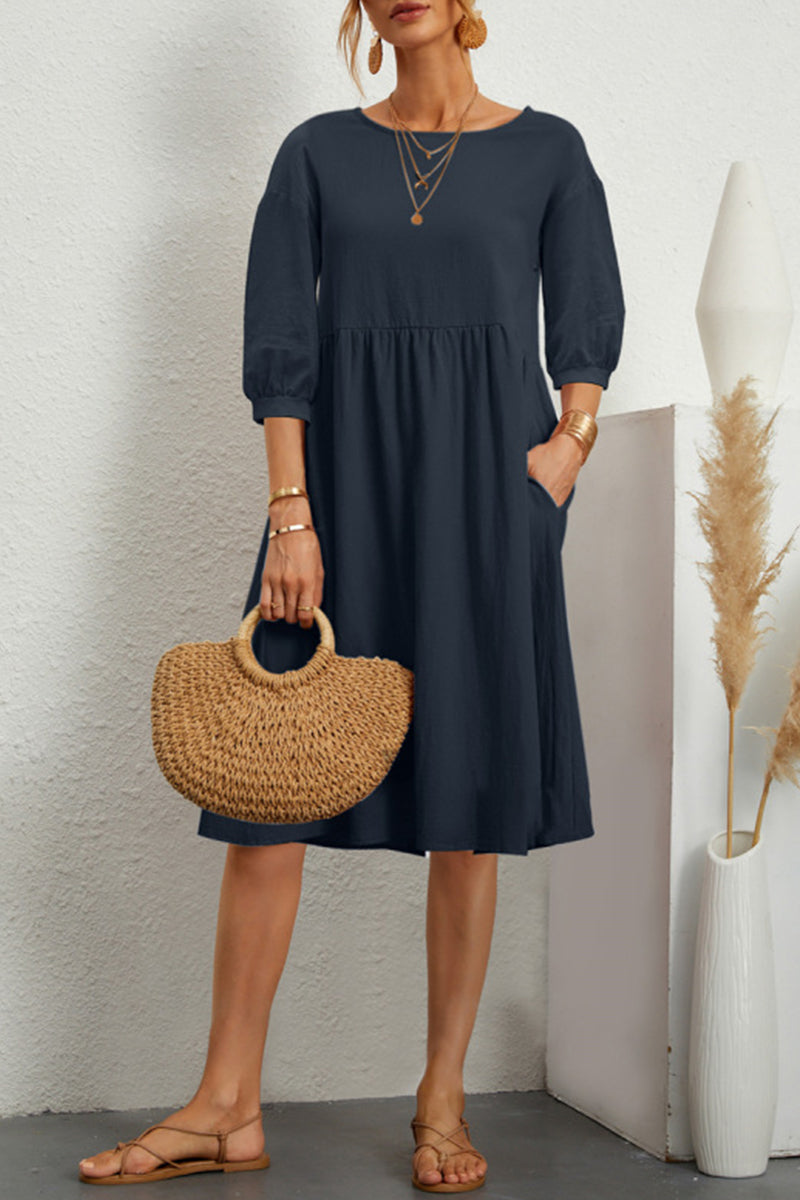 Casual Simplicity Solid Solid Color O Neck A Line Dresses