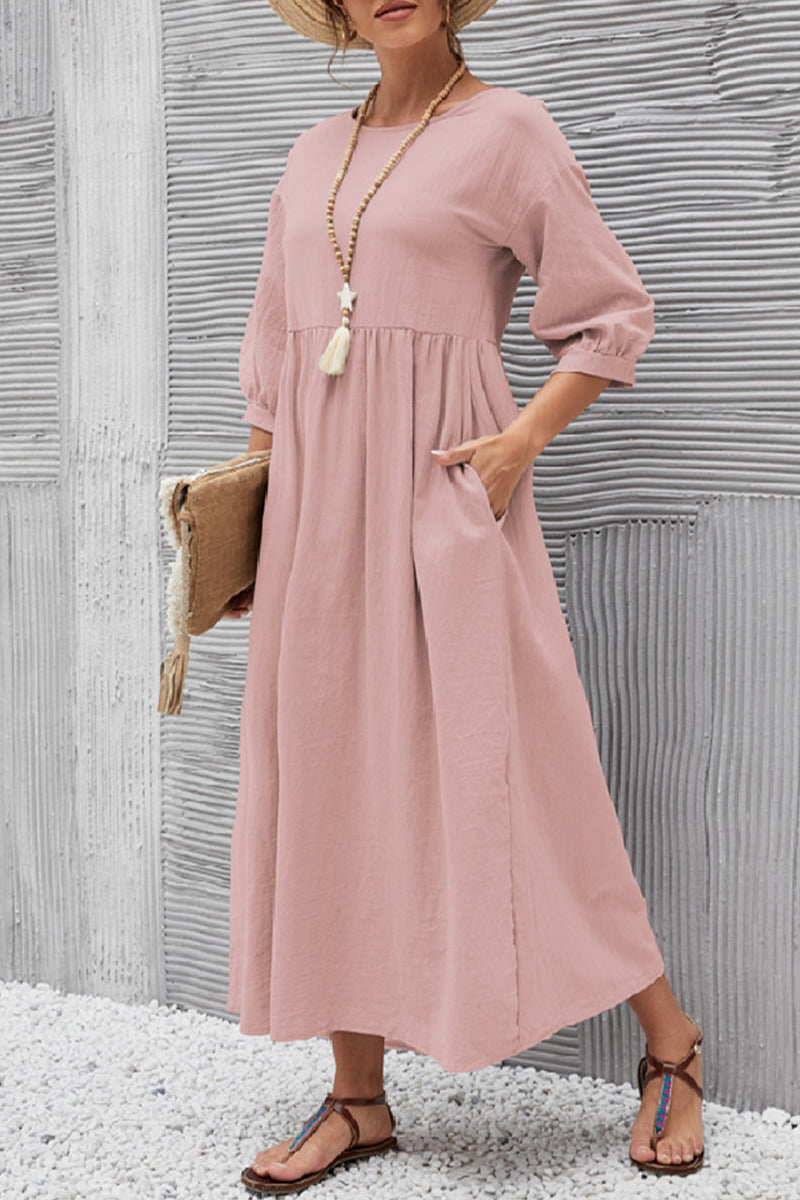 Casual Solid Solid Color O Neck A Line Dresses