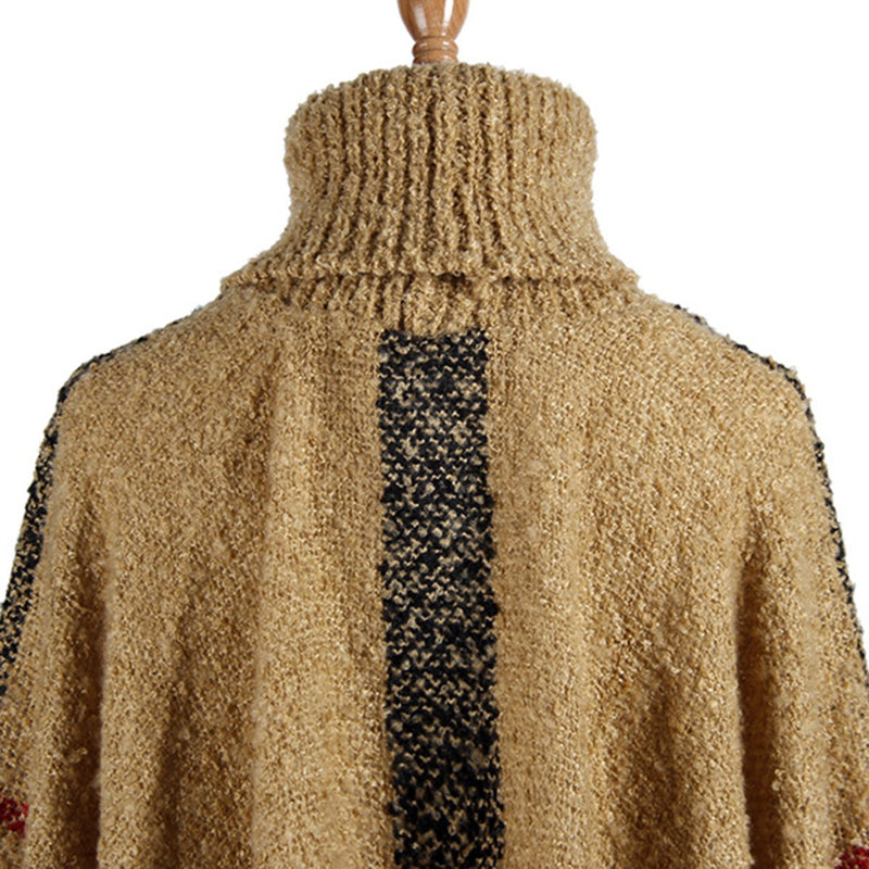High Collar Tassel Cloak Loose Free Size Sweater