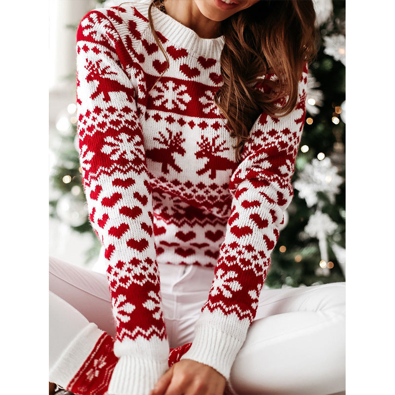 Casual Xmas Knitted Round Neck Sweater