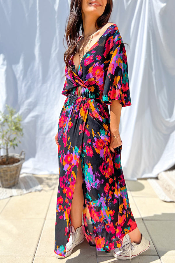 Capture Your Attention Printed Belt Maxi Dress