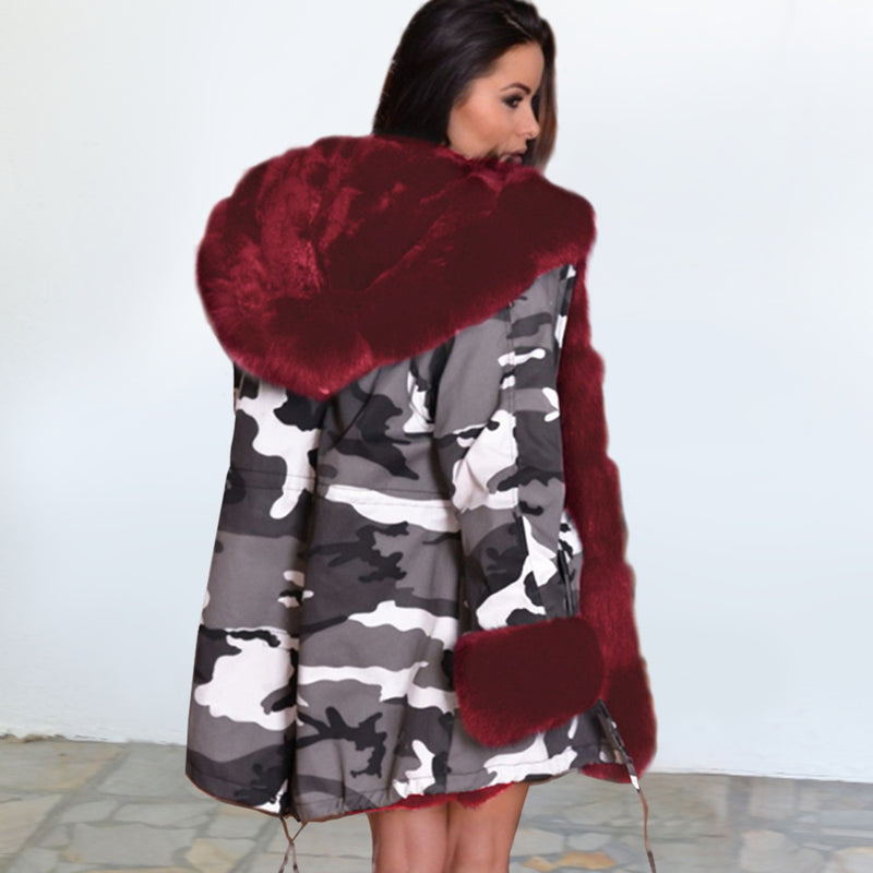 Hooded Faux Fur Lined Warm Coats