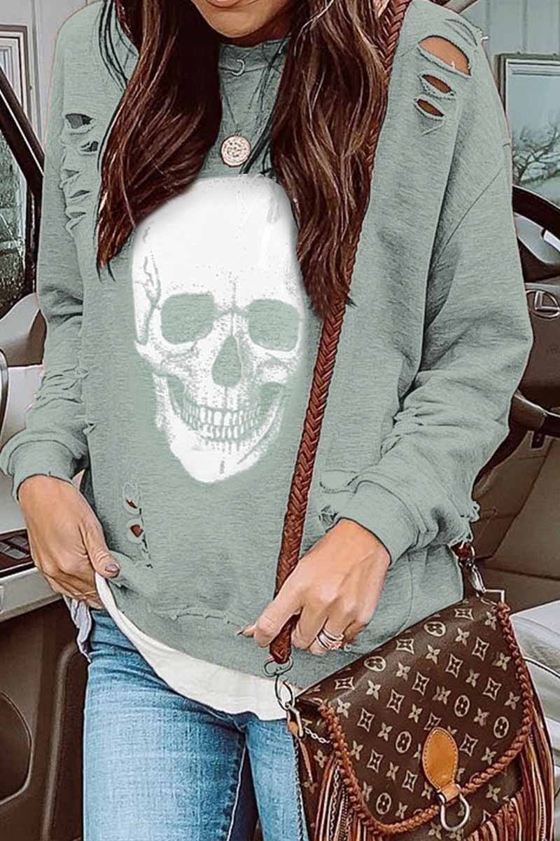 Skull Printed Sweatshirt(2 Colors)