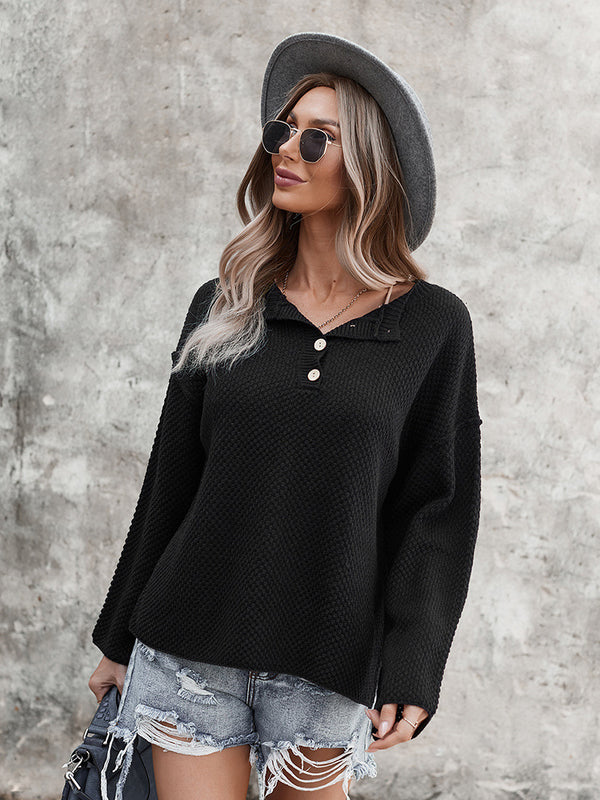 Loose Casual Long Sleeve V Neck Sweater Top