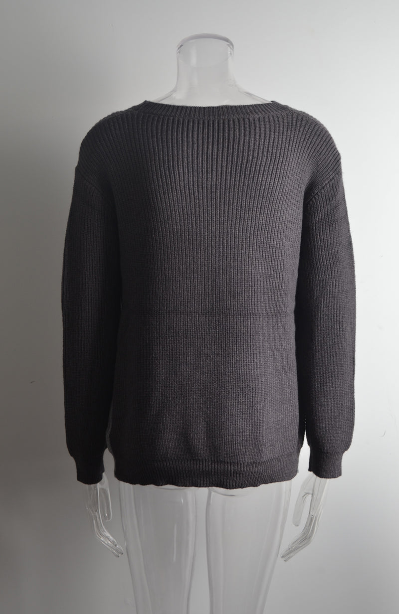 Casual Open Bust Crew Neck Sweater