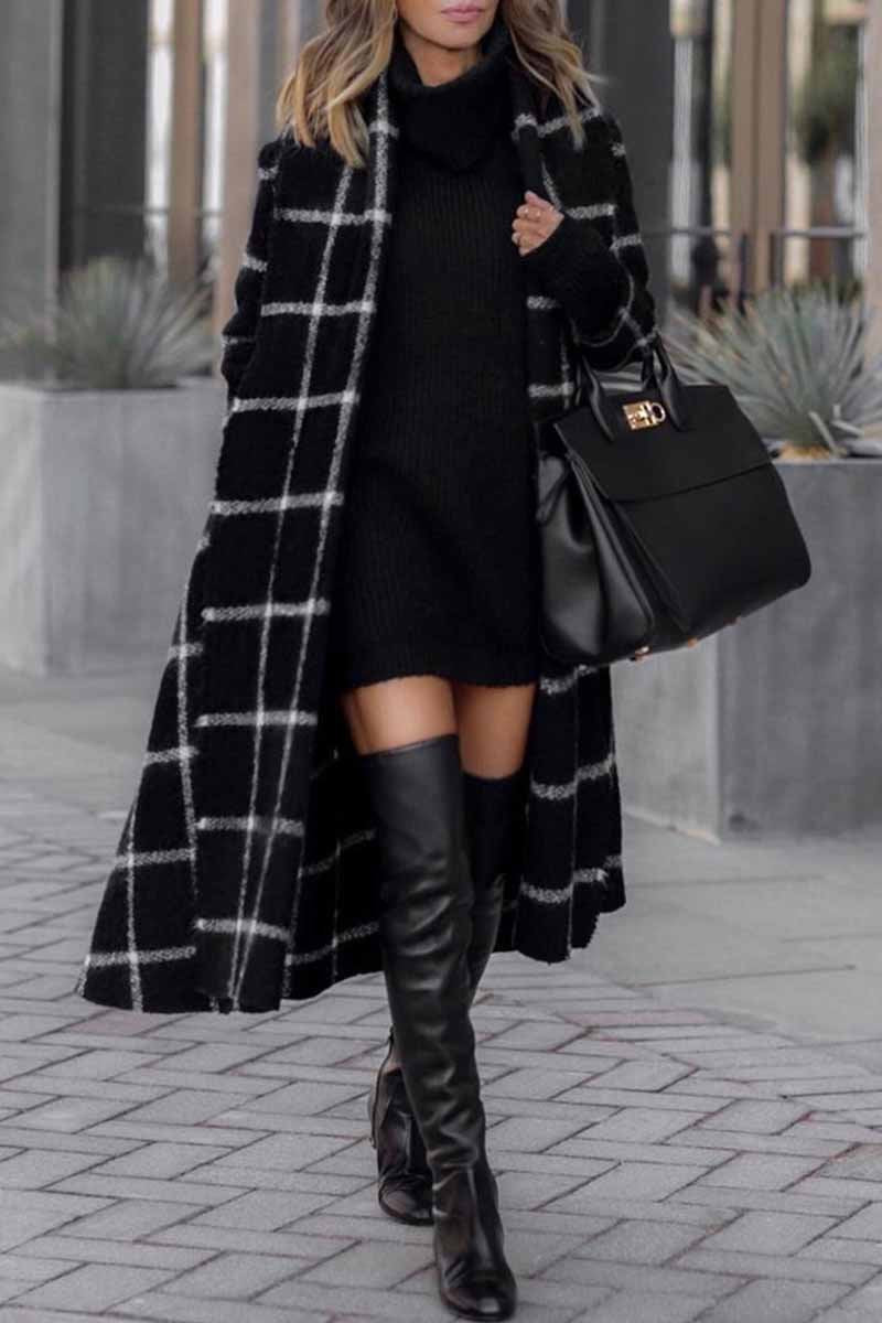 Fashion Grid Winter Plaid Coat