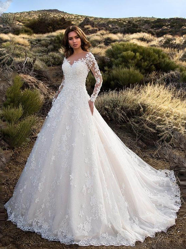 Lace Wedding Long Sleeve Gown