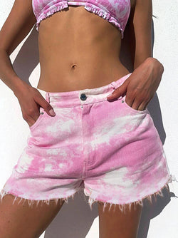 Mini Pink Shorts Jean with Pockets and Zipper