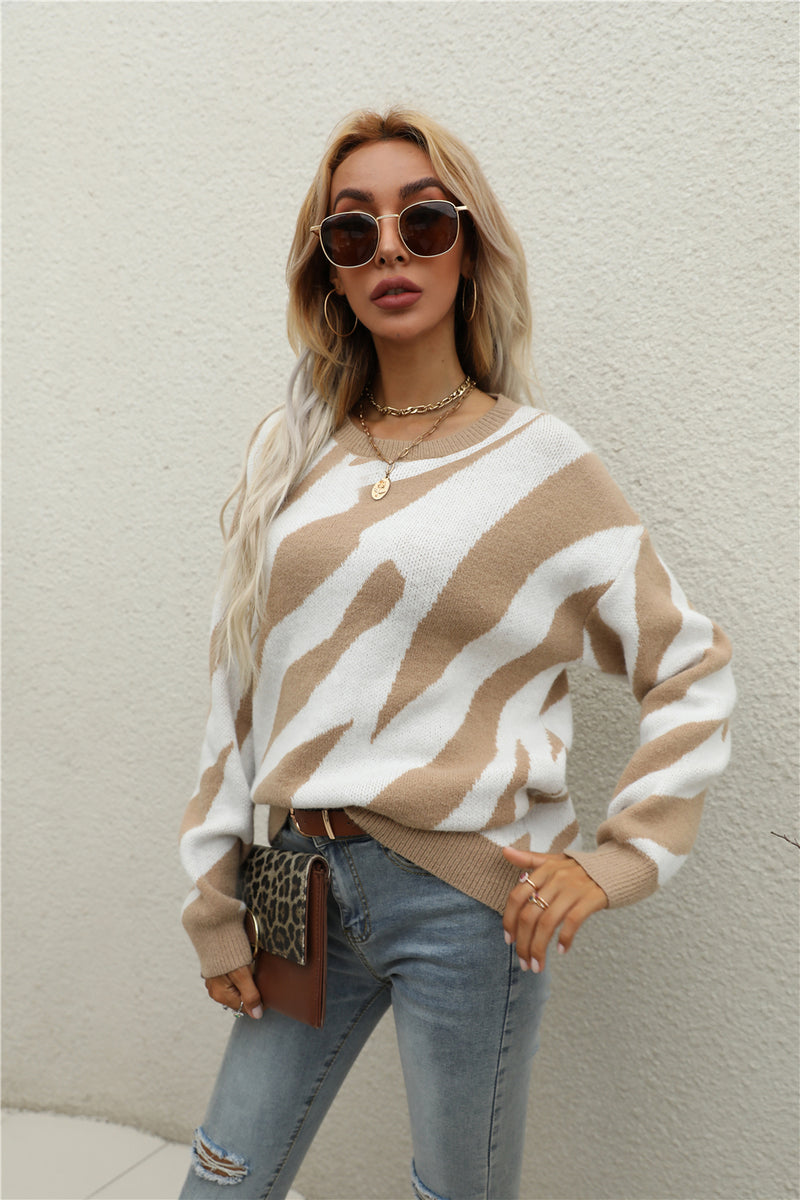 Long Sleeve Crew Neck Knit Pullover Sweater