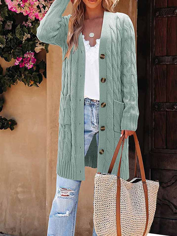 Button Down Long Sleeve Knitted Cardigan Sweater