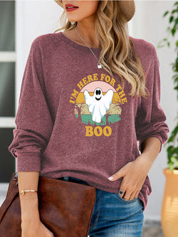 Boo Printed Long Sleeve Sweatshirt