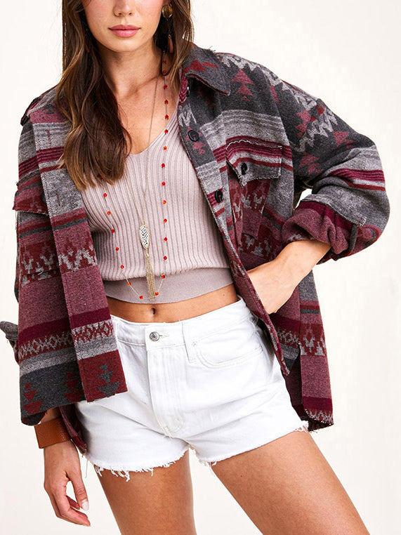 Casual Button Down Jacket Top