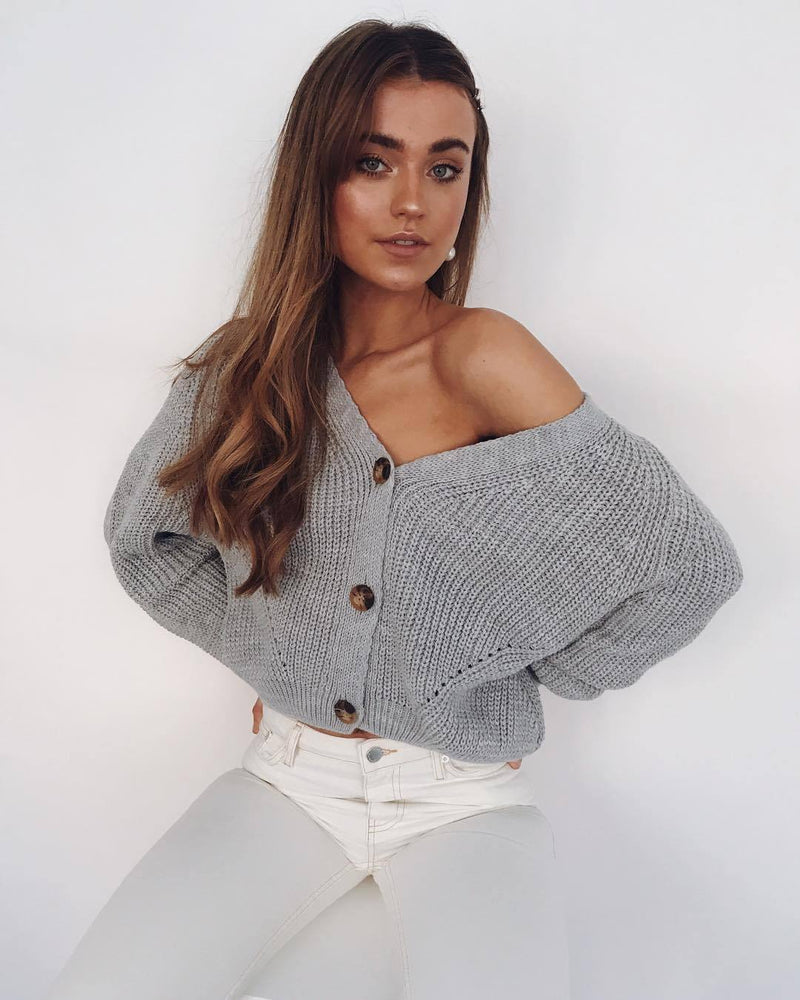 V-neck Knitted Loose Sweater