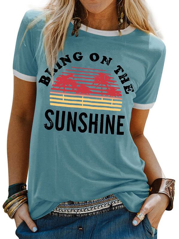 Short Sleeve Round Neck Printed Sunshine T-Shirt