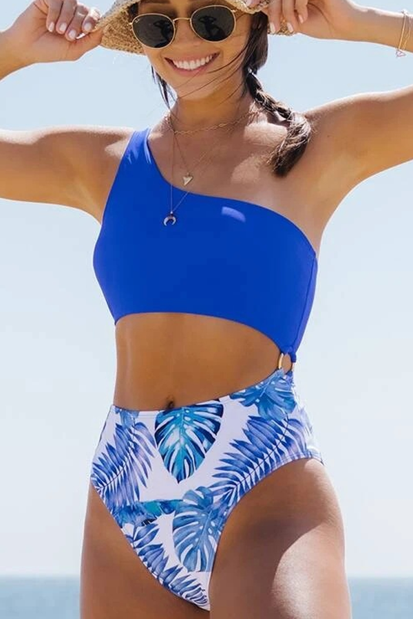 One Shoulder High Waist One Piece Swimsuit