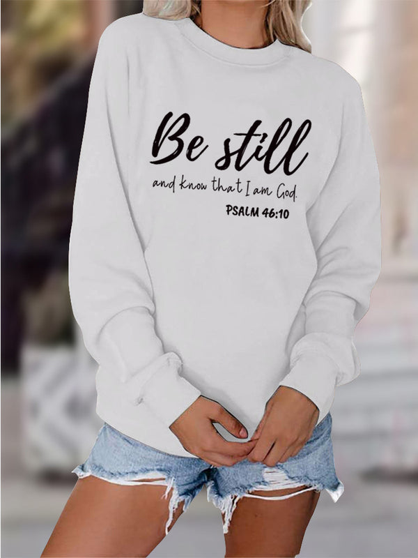 Letter Print Long Sleeve O-Neck Loose Sweatshirt