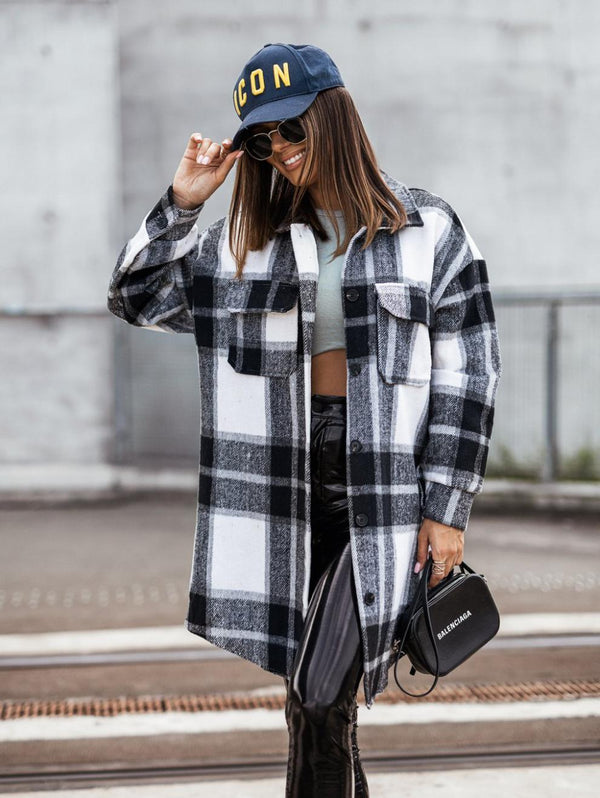 Casual Long Sleeve Buttoned Plaid Top Shirt