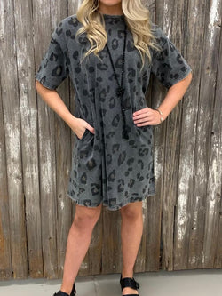 Casual Loose Short Sleeve Round Neck Blouse Dress