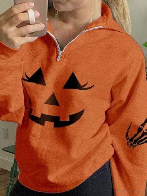 Halloween Lantern Pumpkin Pattern Sweatshirt