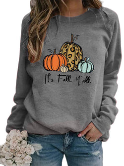 Casual Fall Printed Crew Neck Sweatshirt