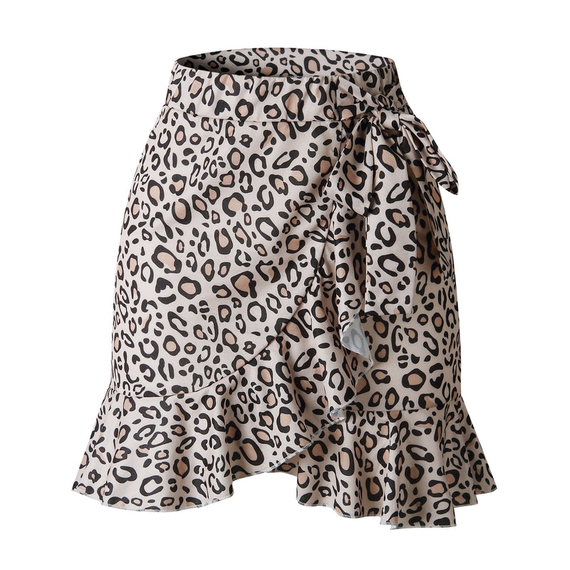 Leopard Print Floral Mini Skirt