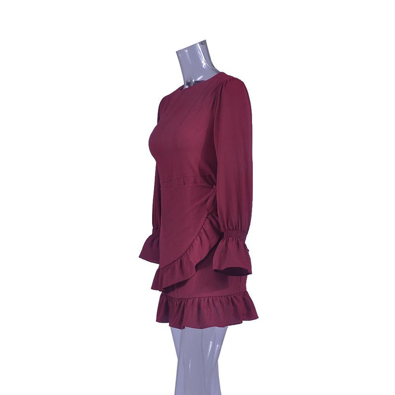 Bell Long Sleeve Ruffle Mini Dress