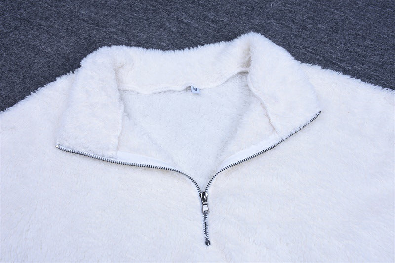 Lambswool Zipper Long Sleeve Sweater Top