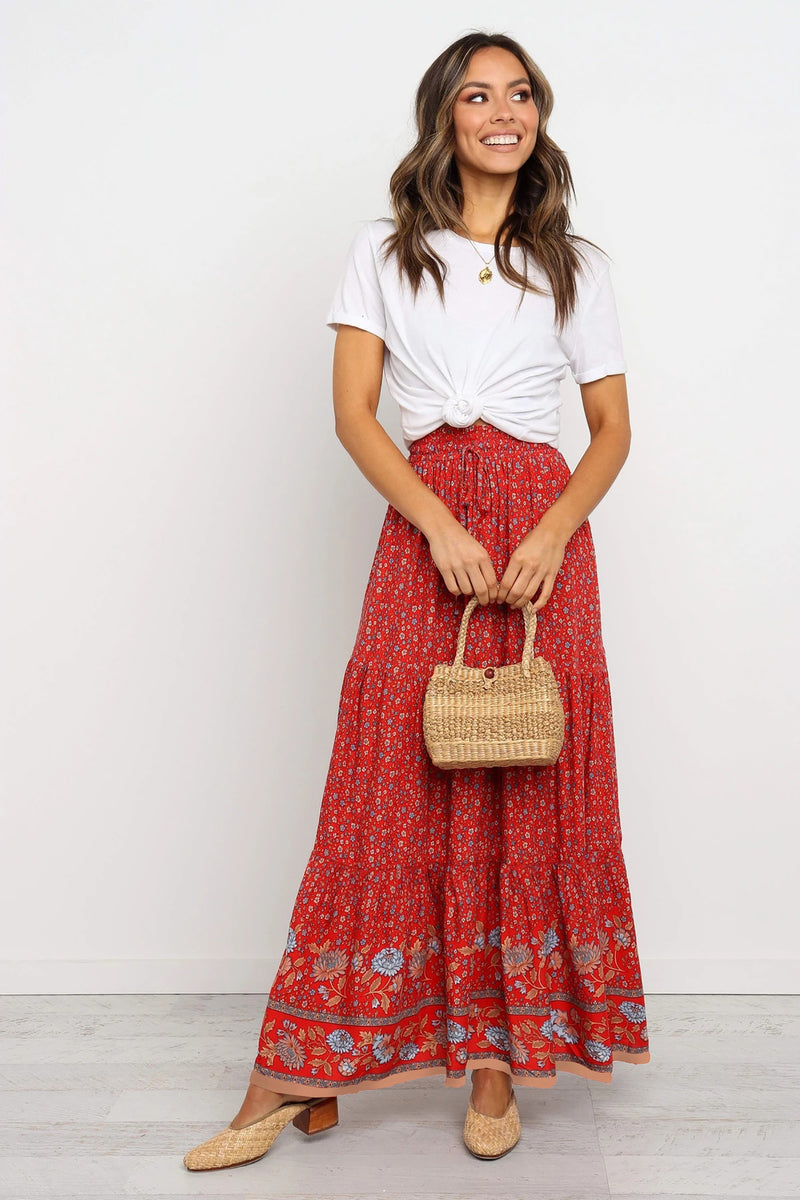 Floral Boho Casual Maxi Skirt – Landing Closet