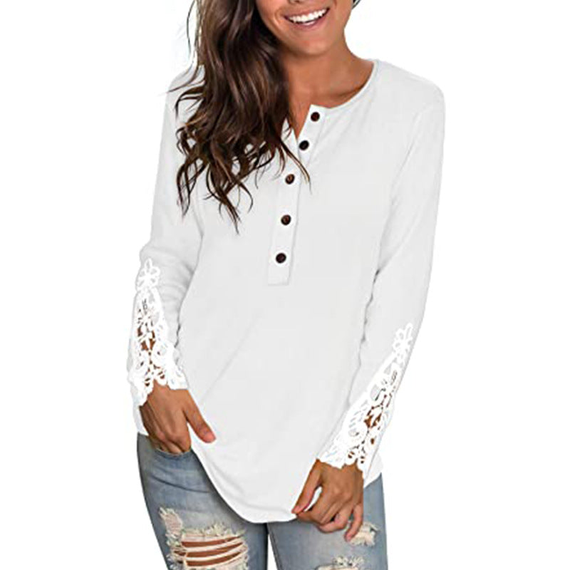 Long Sleeve Henley 5 Buttons Down Casual Tops
