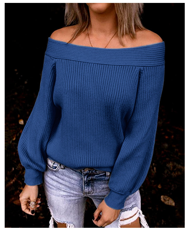 Off The Shoulder Long Sleeve Oversized Kni Sweater
