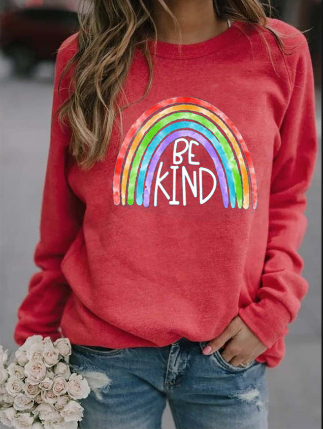 Graphic Printed Be Kind Crewneck Sweatshirt