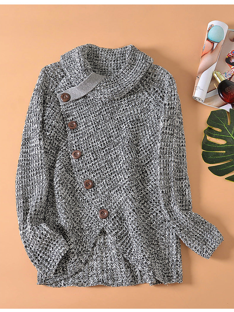 Button Thick Long Sleeve Sweater
