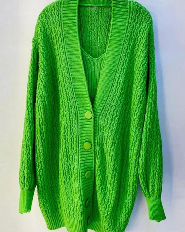 Knitting Camisole & Cardigan Dress 2 Pieces Set
