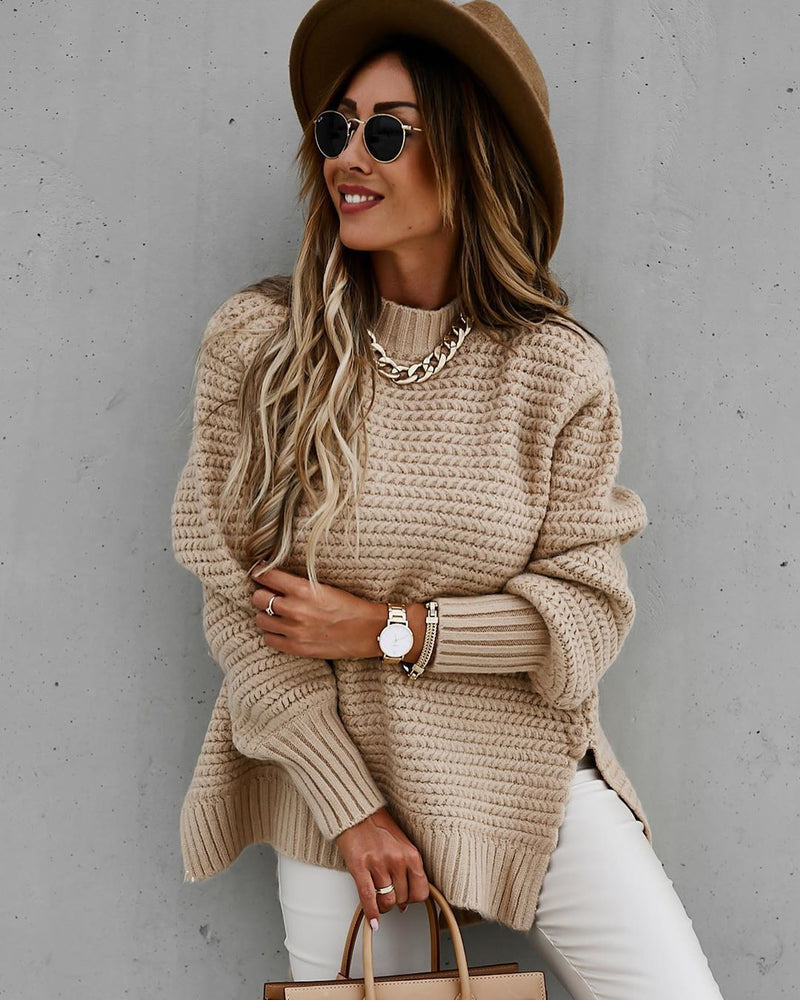 Casual Knitted Crew Neck Sweater