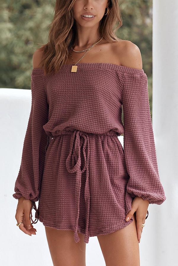 My Oasis Off The Shoulder Waffle Romper
