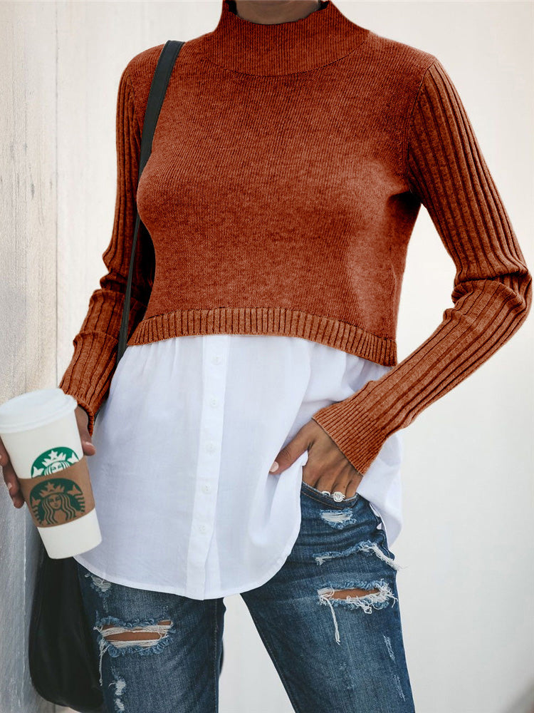 Women's Sweaters Button Panel Long Sleeve Slim Sweater