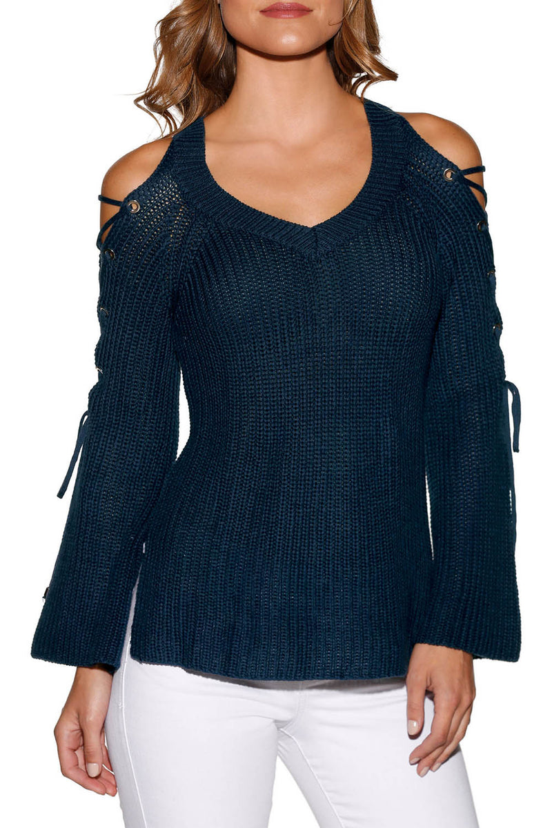Long Sleeve Plain Deep V-neck Sweater