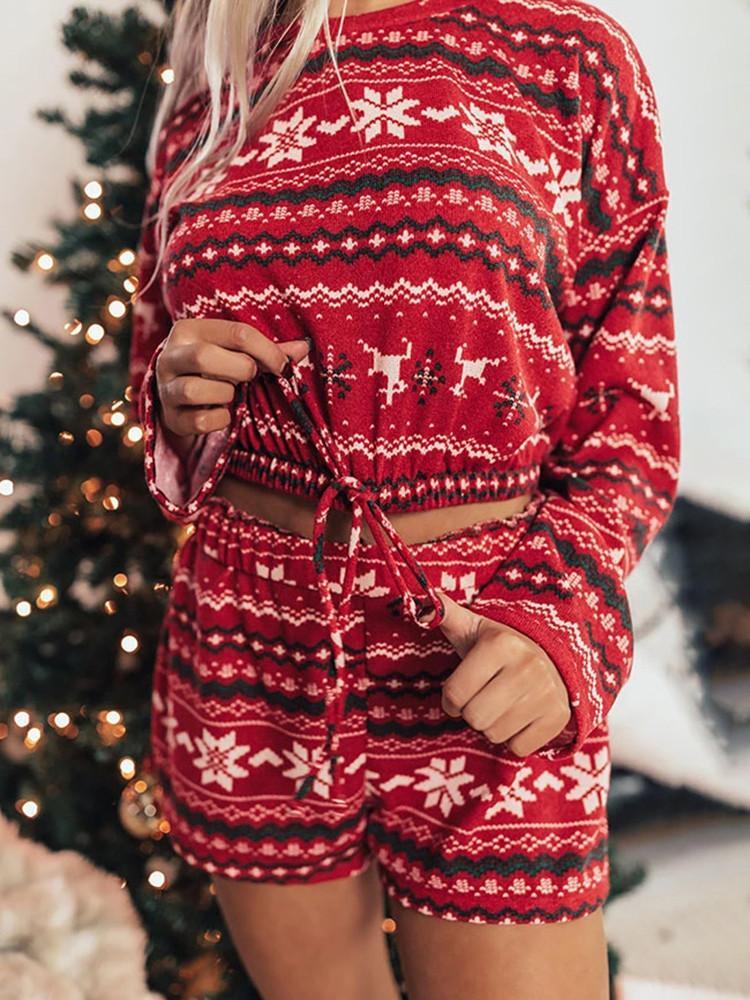 Christmas Printed Home Wear Two-piece