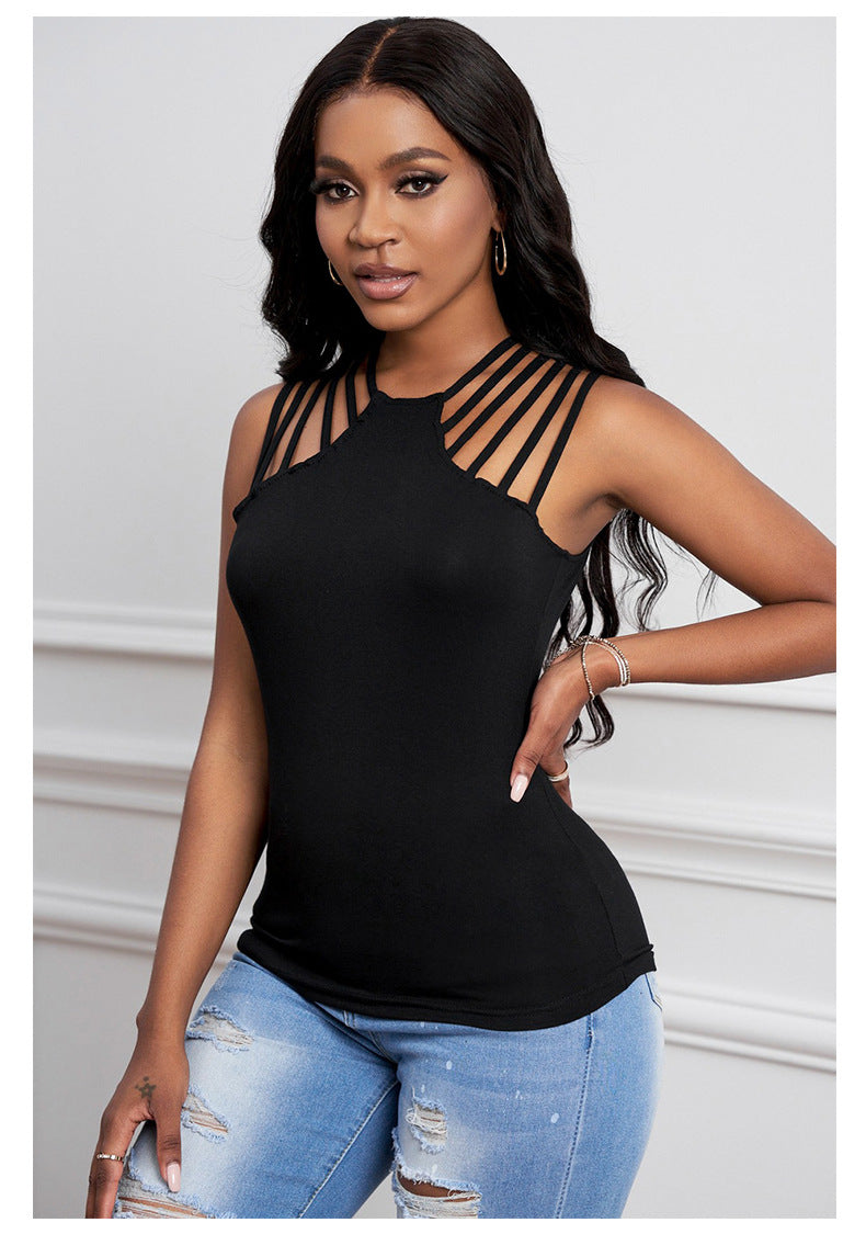 Casual Sleeveless Strappy Bodycon Cami Tops