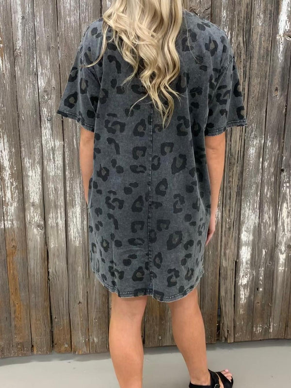 Casual Loose Short Sleeve Round Neck Blouse Dress
